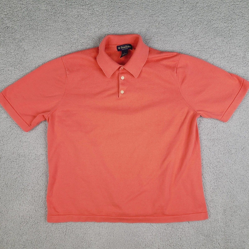 Brooks Brothers Polo Shirt Men's Large Red Coral Pima Cotton Short Sleeve